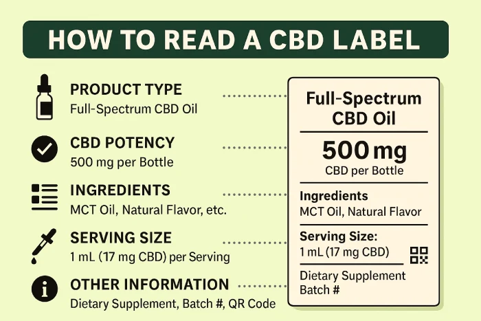 How To Choose High-Quality CBD: Red Flags, Lab Tests, & Expert Buying Tips 3 Infographic How to Read a CBD Label