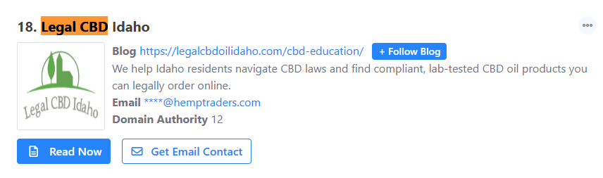 Legal CBD Idaho Named Top 100 CBD Blog 2025 1 Voted top 100 CBD blog - legal CBD Idaho - rated 18th place