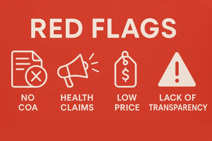 cbd products Red Flags warning graphic