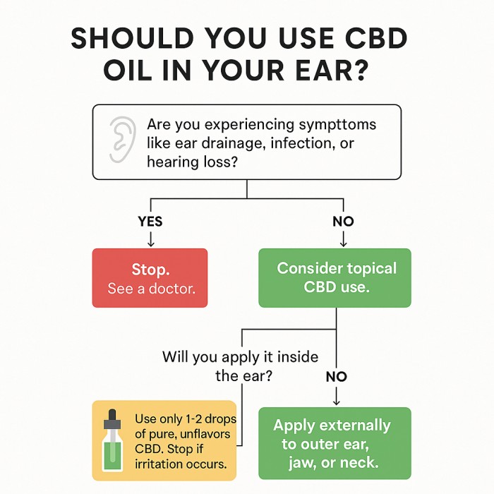 Can You Really Put CBD Oil In Your Ear? Benefits, Risks, & Expert Insights 4 flowchart - deciding if you Should Use CBD Oil in Your Ear